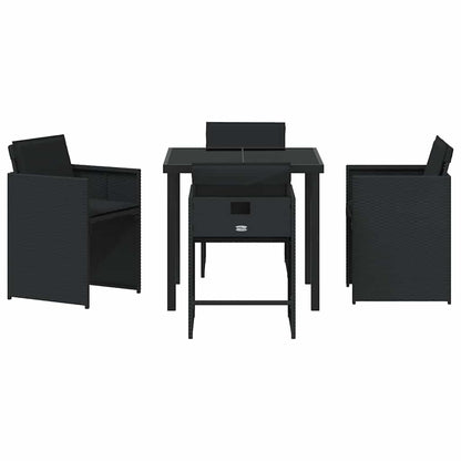 Set da Pranzo per Giardino con cuscino 5 pcs Nero Poly Rattan - homemem39