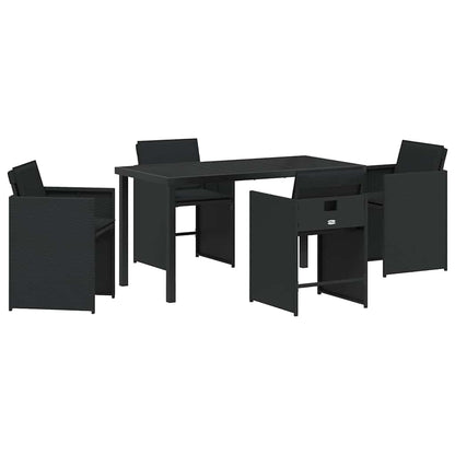 Set da Pranzo per Giardino con cuscino 5 pcs Nero Poly Rattan - homemem39