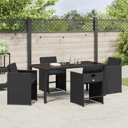 Set da Pranzo per Giardino con cuscino 5 pcs Nero Poly Rattan - homemem39