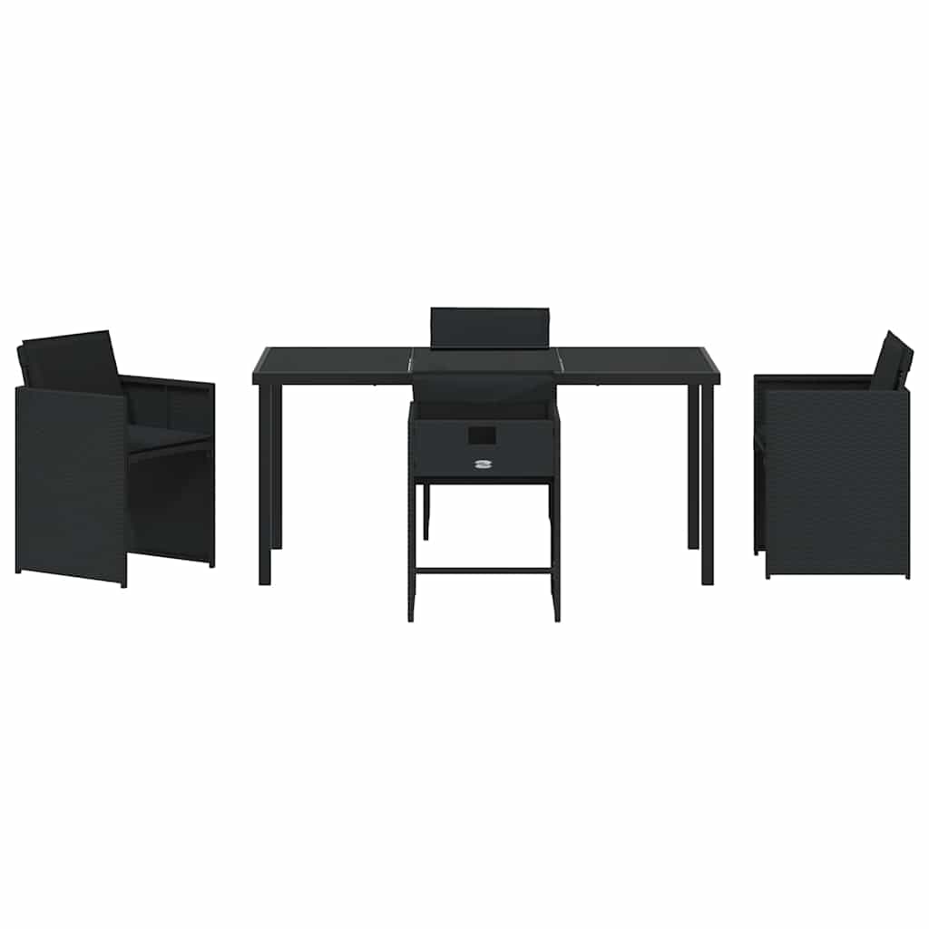 Set da Pranzo per Giardino con cuscino 5 pcs Nero Poly Rattan - homemem39