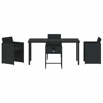 Set da Pranzo per Giardino con cuscino 5 pcs Nero Poly Rattan - homemem39