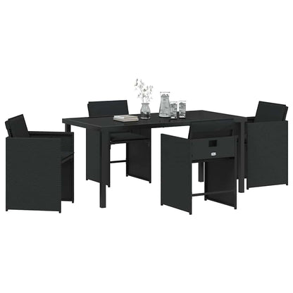 Set da Pranzo per Giardino con cuscino 5 pcs Nero Poly Rattan - homemem39