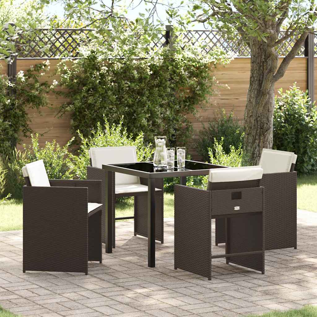 Set da Pranzo per Giardino 5 pcs Marrone Poly Rattan - homemem39