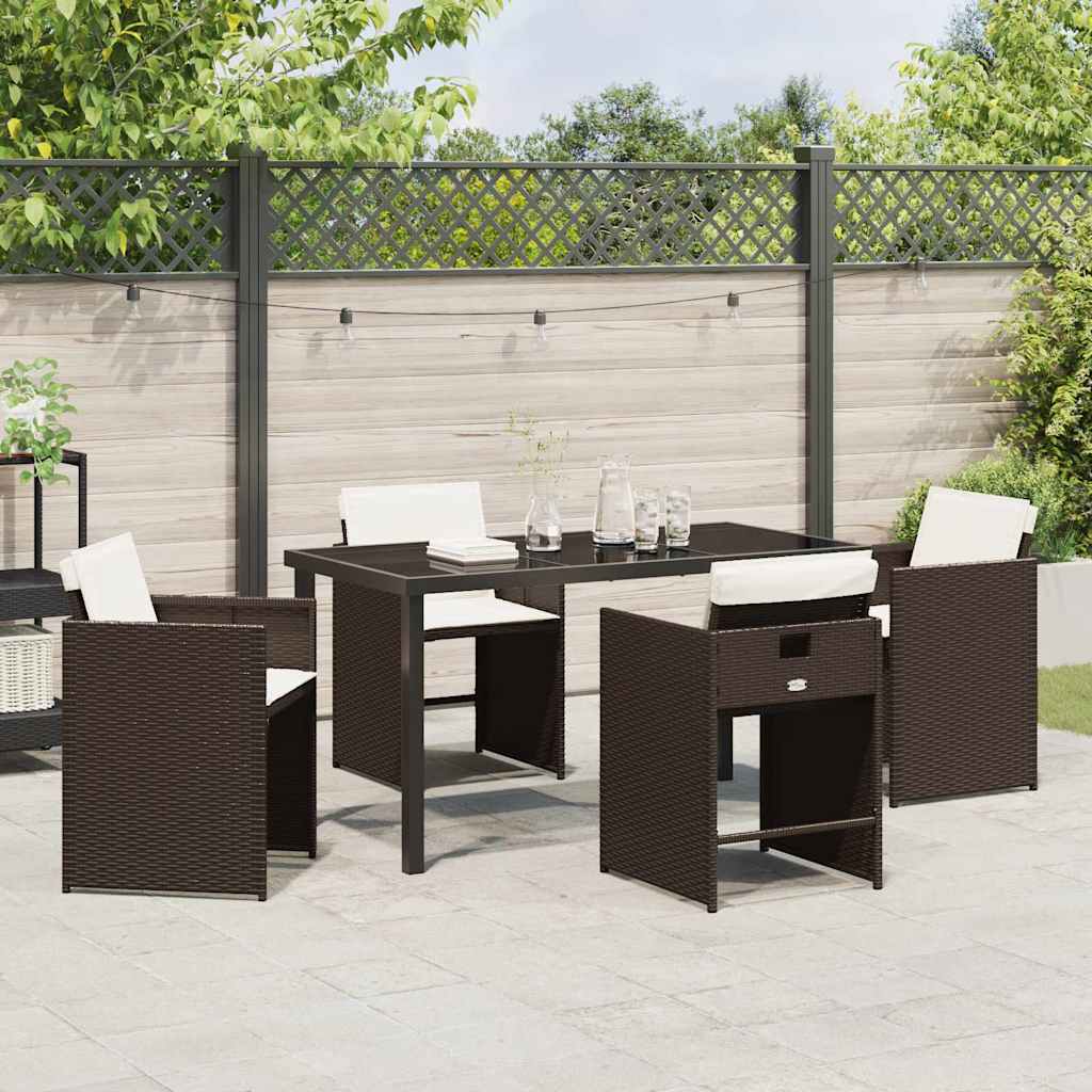 Set da Pranzo per Giardino 5 pcs Marrone Poly Rattan - homemem39