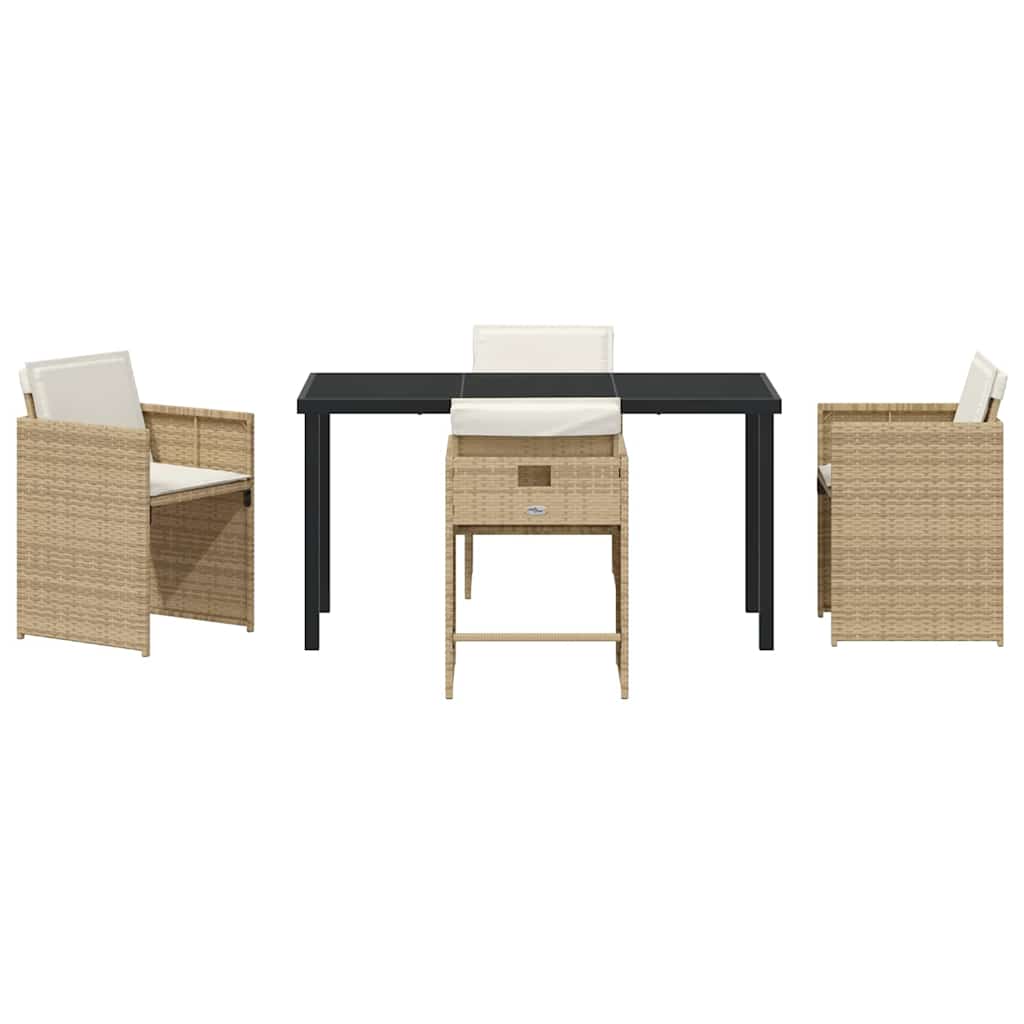 Set da Pranzo per Giardino con cuscino 5 pcs Beige polyrattan | homemem39