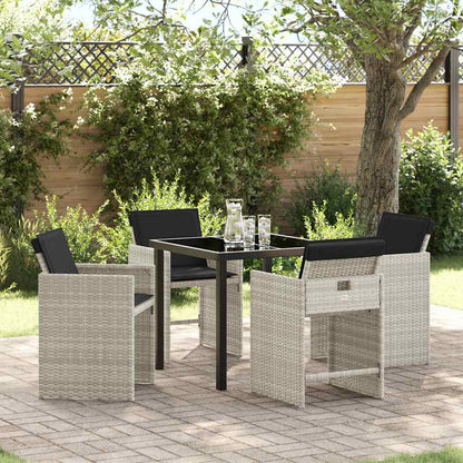 Set da Pranzo per Giardino 5 pcs Grigio chiaro Poly Rattan - homemem39