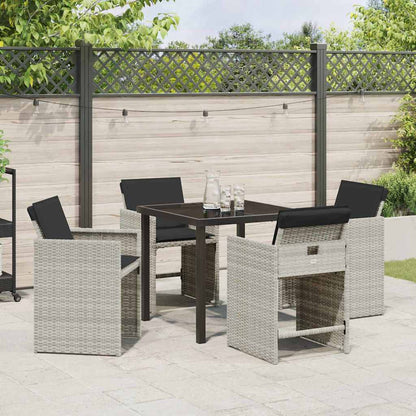 Set da Pranzo per Giardino 5 pcs Grigio chiaro Poly Rattan - homemem39