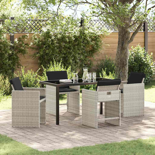 Set da Pranzo per Giardino 5 pcs Grigio chiaro Poly Rattan - homemem39