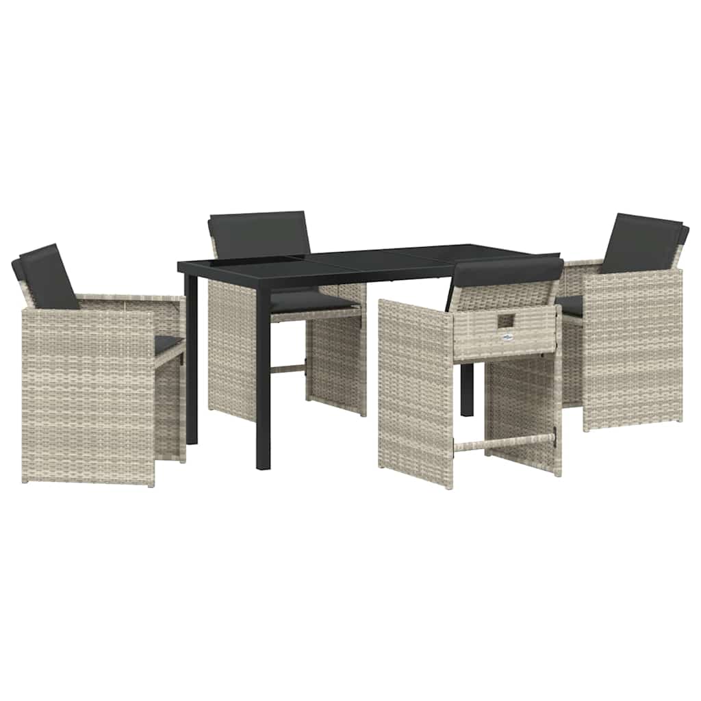 Set da Pranzo per Giardino 5 pcs Grigio chiaro Poly Rattan - homemem39