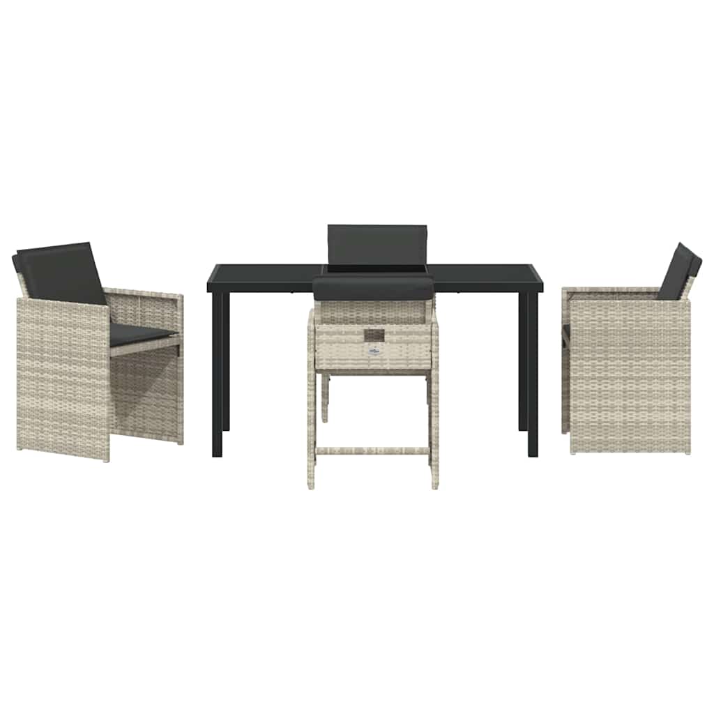 Set da Pranzo per Giardino 5 pcs Grigio chiaro Poly Rattan - homemem39