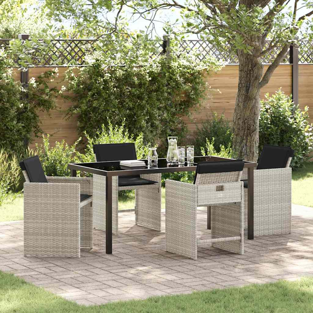 Set da Pranzo per Giardino 5 pcs Grigio chiaro Poly Rattan - homemem39