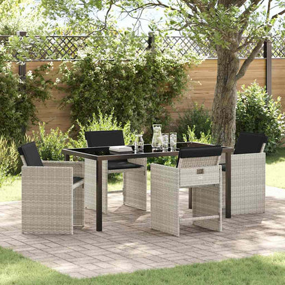 Set da Pranzo per Giardino 5 pcs Grigio chiaro Poly Rattan - homemem39
