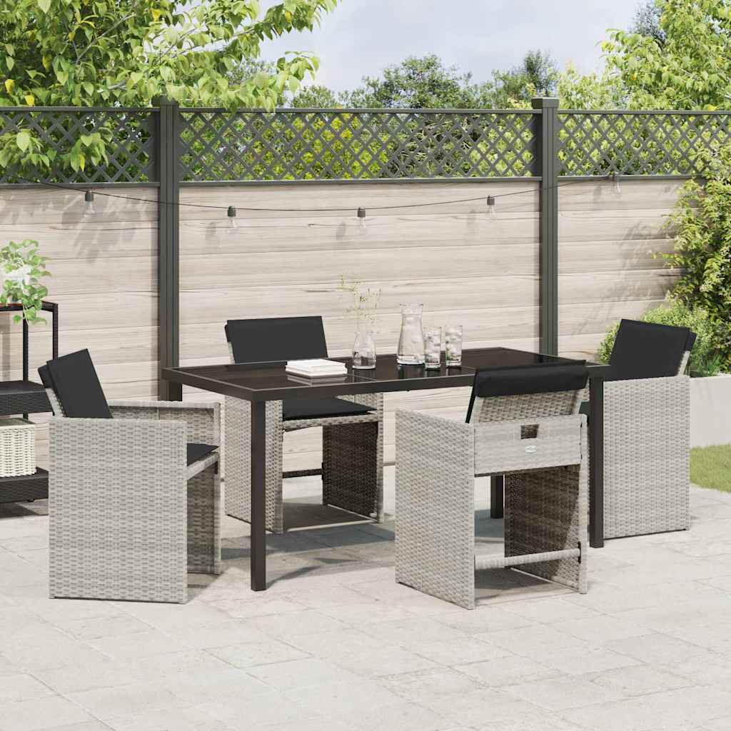 Set da Pranzo per Giardino 5 pcs Grigio chiaro Poly Rattan - homemem39