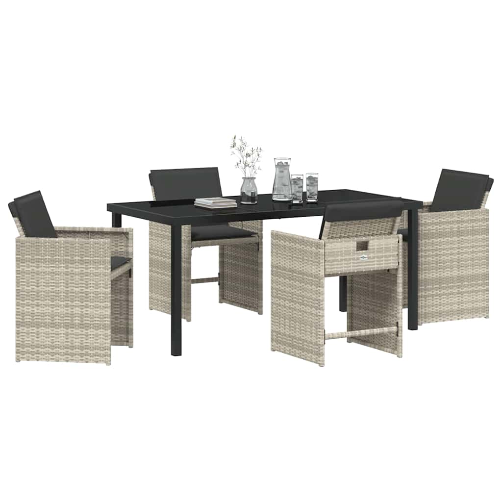 Set da Pranzo per Giardino 5 pcs Grigio chiaro Poly Rattan - homemem39