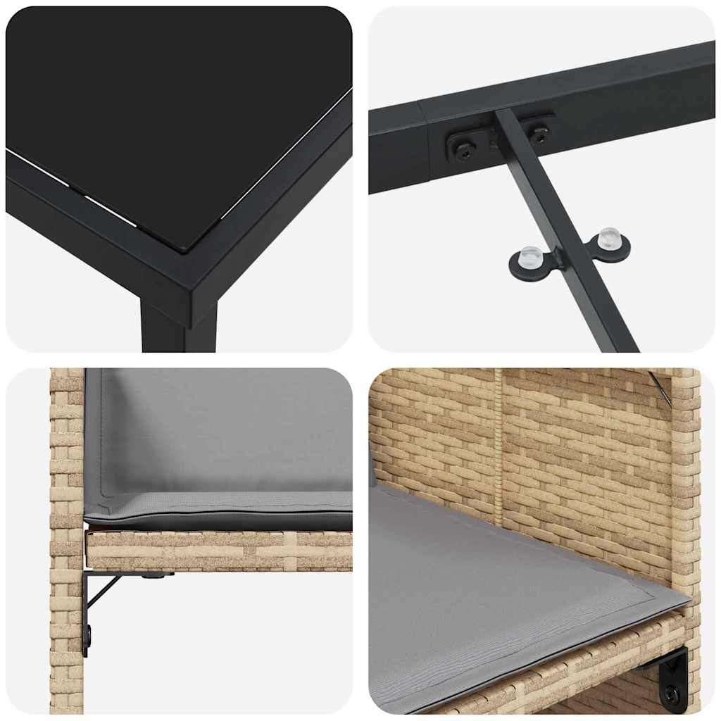 Set da Pranzo per Giardino con cuscino 5 pcs Beige Poly Rattan - homemem39