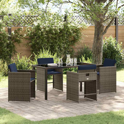 Set da Pranzo per Giardino 5 pz Grigio polyrattan