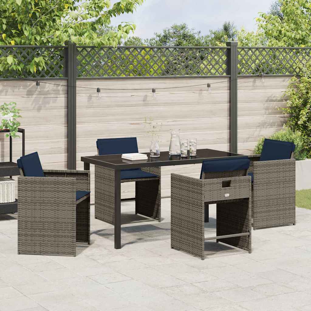 Set da Pranzo per Giardino 5 pz Grigio polyrattan