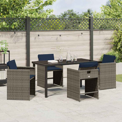Set da Pranzo per Giardino 5 pz Grigio polyrattan