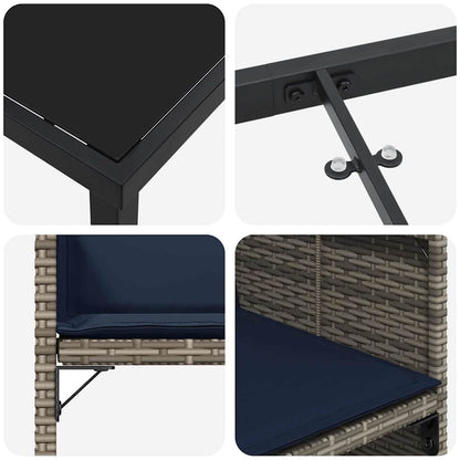 Set da Pranzo per Giardino 9 pz Grigio polyrattan | homemem39