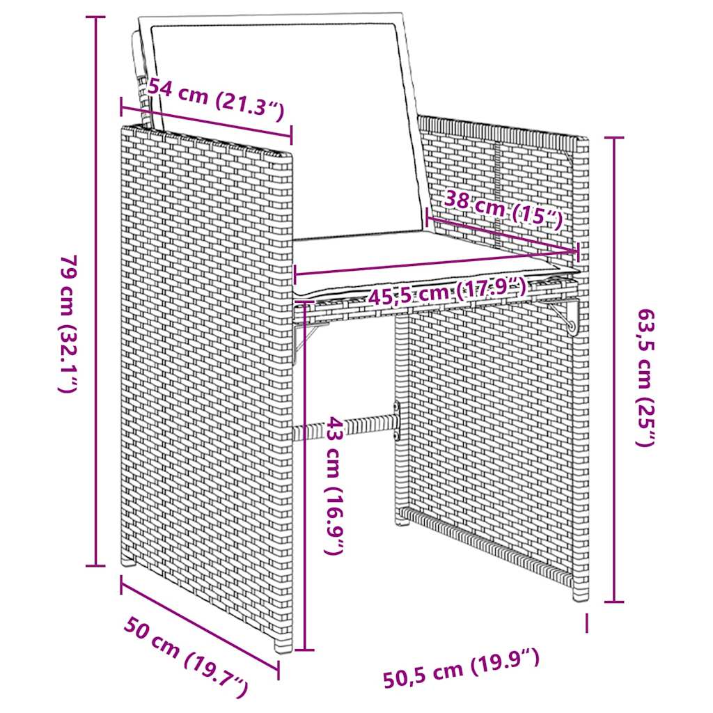 Set da Pranzo per Giardino 9 pz Grigio polyrattan | homemem39