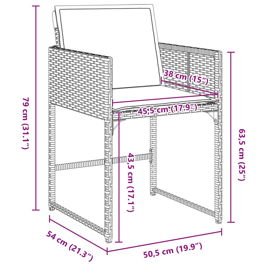 Set da Pranzo per Giardino con cuscino 5 pcs Nero Poly Rattan - homemem39