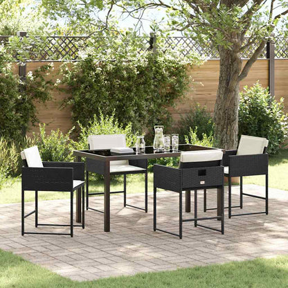 Set da Pranzo per Giardino con cuscino 5 pcs Nero Poly Rattan - homemem39