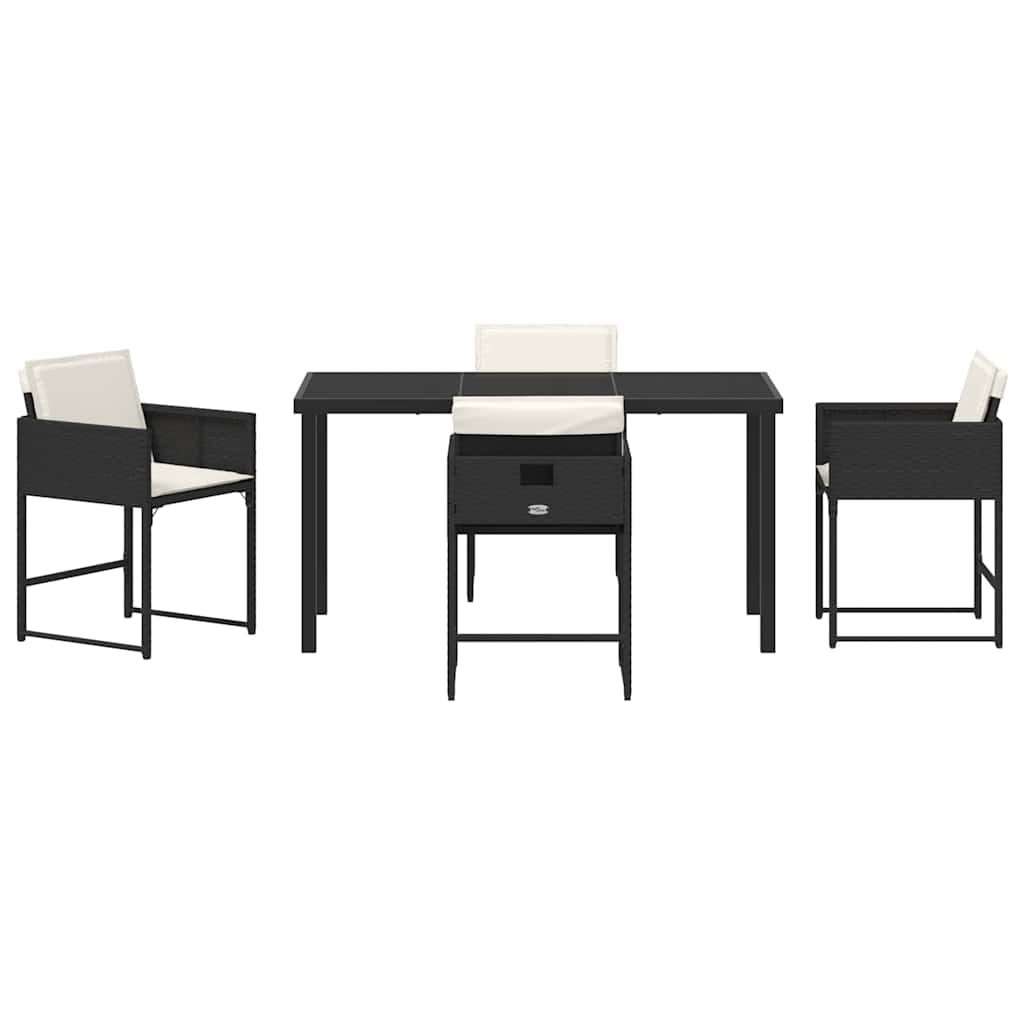 Set da Pranzo per Giardino con cuscino 5 pcs Nero Poly Rattan - homemem39