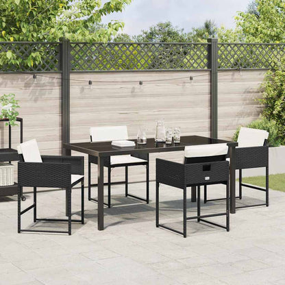 Set da Pranzo per Giardino con cuscino 5 pcs Nero Poly Rattan - homemem39