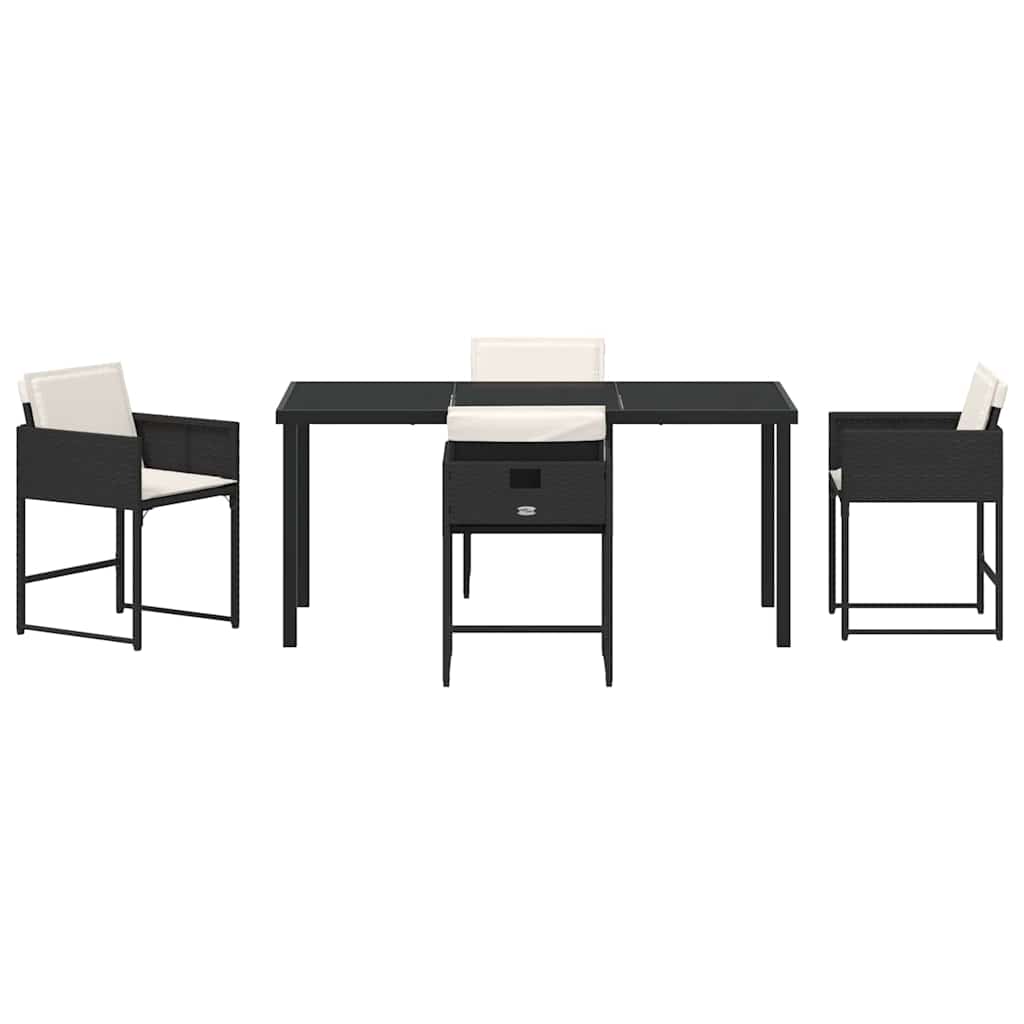 Set da Pranzo per Giardino con cuscino 5 pcs Nero Poly Rattan - homemem39