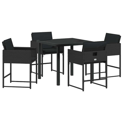 Set da Pranzo per Giardino con cuscino 5 pcs Nero Poly Rattan - homemem39