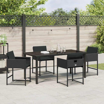 Set da Pranzo per Giardino con cuscino 5 pcs Nero Poly Rattan - homemem39