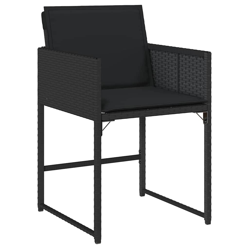 Set da Pranzo per Giardino con cuscino 5 pcs Nero Poly Rattan - homemem39