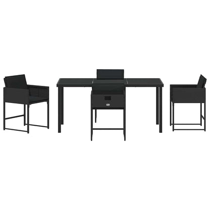 Set da Pranzo per Giardino con cuscino 5 pcs Nero Poly Rattan - homemem39