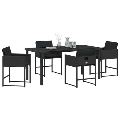 Set da Pranzo per Giardino con cuscino 5 pcs Nero Poly Rattan - homemem39