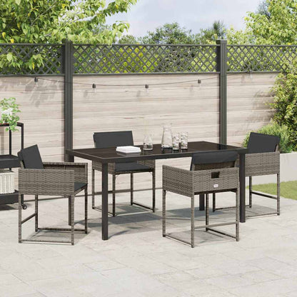 Set da Pranzo per Giardino con cuscino 5 pcs Grigio Poly Rattan - homemem39