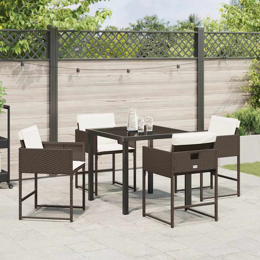 Set da Pranzo per Giardino 5 pcs Marrone Poly Rattan - homemem39
