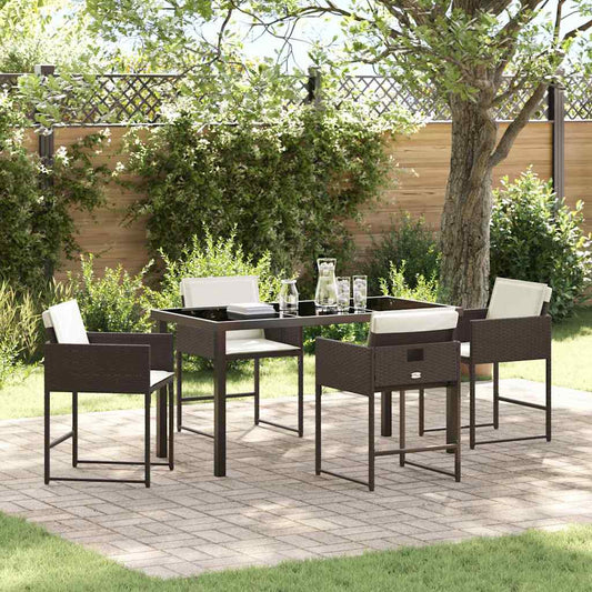 Set da Pranzo per Giardino 5 pcs Marrone Poly Rattan - homemem39