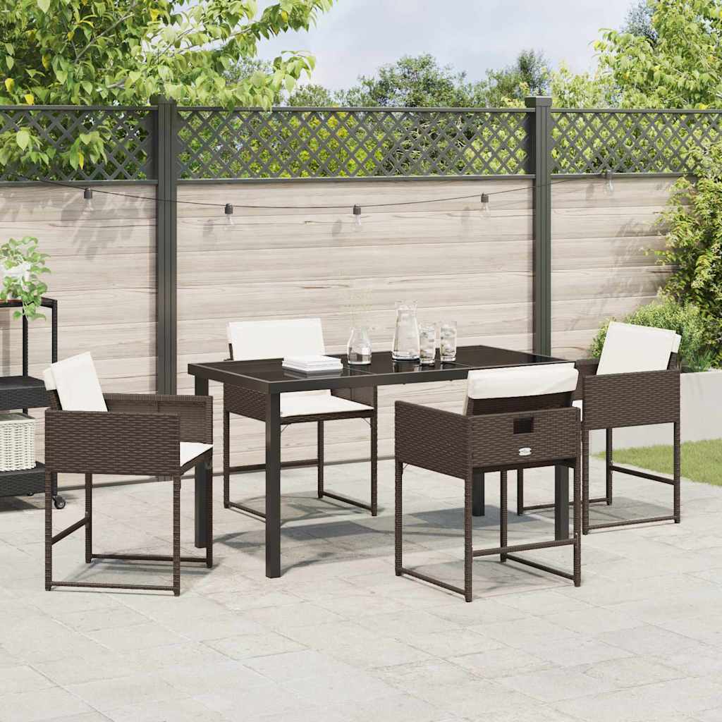 Set da Pranzo per Giardino 5 pcs Marrone Poly Rattan - homemem39