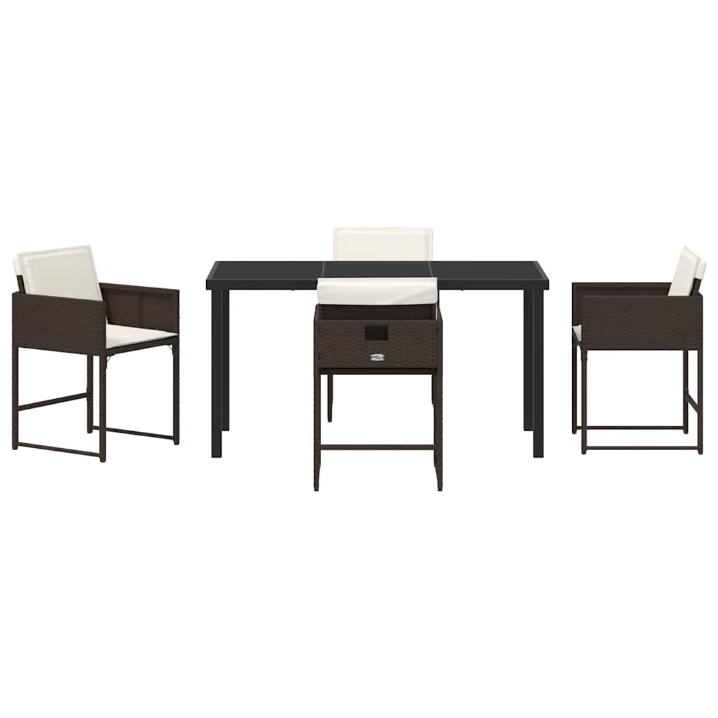 Set da Pranzo per Giardino 5 pcs Marrone Poly Rattan - homemem39