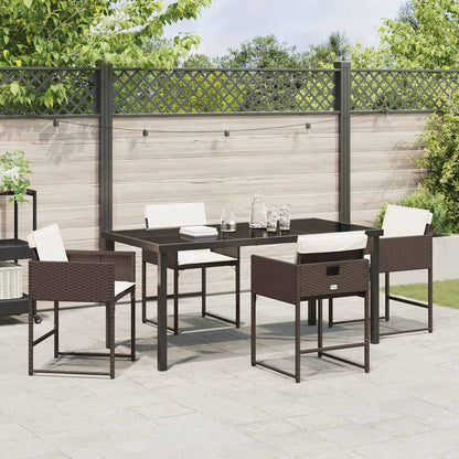 Set da Pranzo per Giardino 5 pcs Marrone Poly Rattan - homemem39