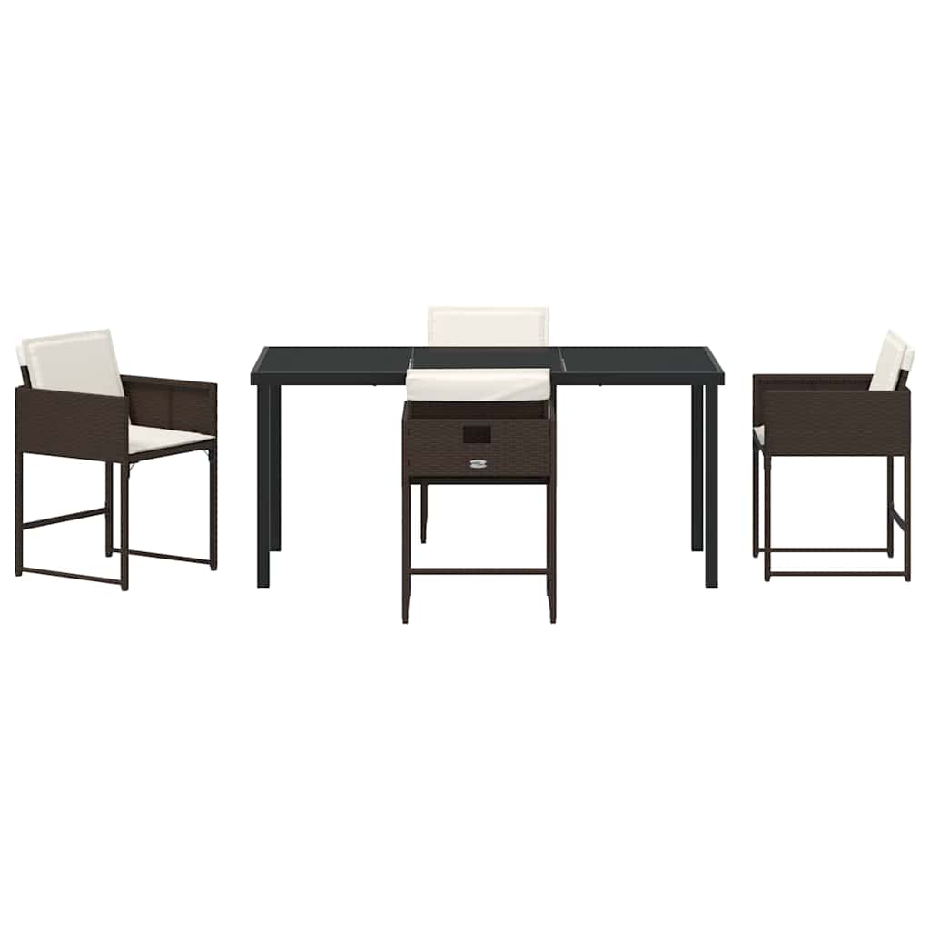 Set da Pranzo per Giardino 5 pcs Marrone Poly Rattan - homemem39