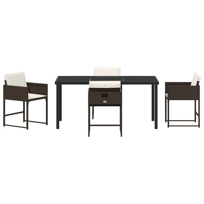 Set da Pranzo per Giardino 5 pcs Marrone Poly Rattan - homemem39