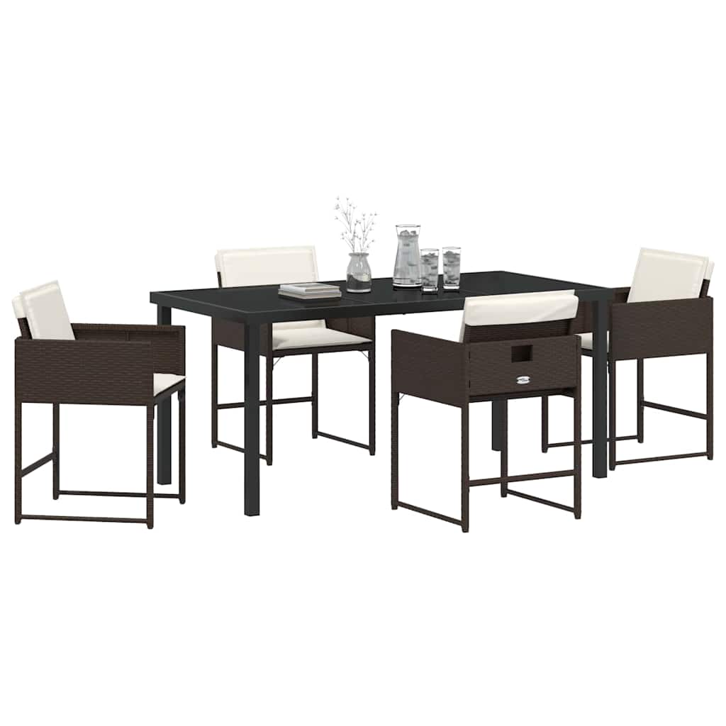 Set da Pranzo per Giardino 5 pcs Marrone Poly Rattan - homemem39