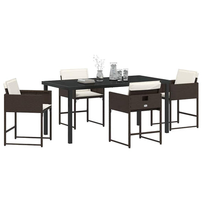 Set da Pranzo per Giardino 5 pcs Marrone Poly Rattan - homemem39