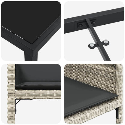 Set da Pranzo per Giardino 5 pcs Grigio chiaro Poly Rattan - homemem39