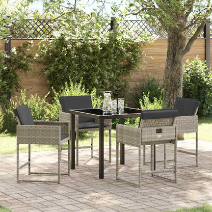 Set da Pranzo per Giardino 5 pcs Grigio chiaro Poly Rattan - homemem39