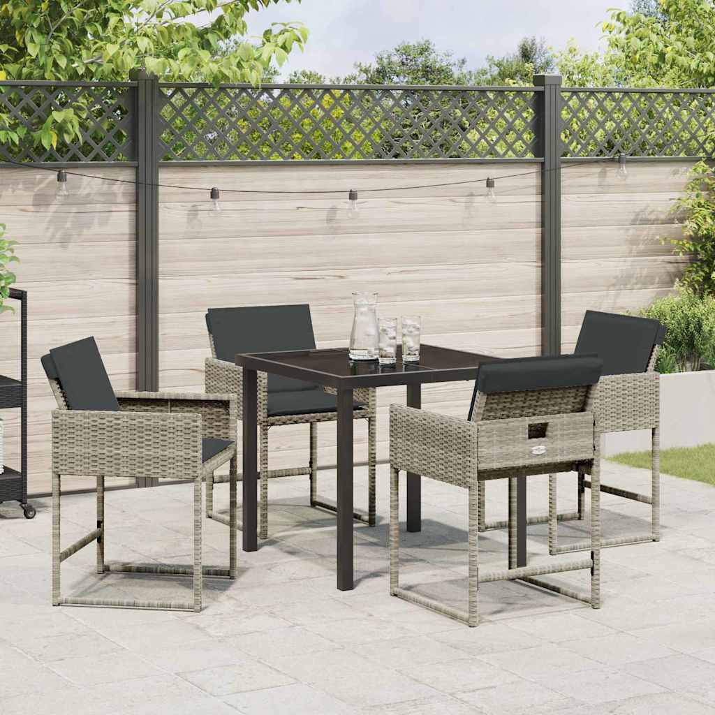 Set da Pranzo per Giardino 5 pcs Grigio chiaro Poly Rattan - homemem39
