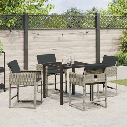 Set da Pranzo per Giardino 5 pcs Grigio chiaro Poly Rattan - homemem39