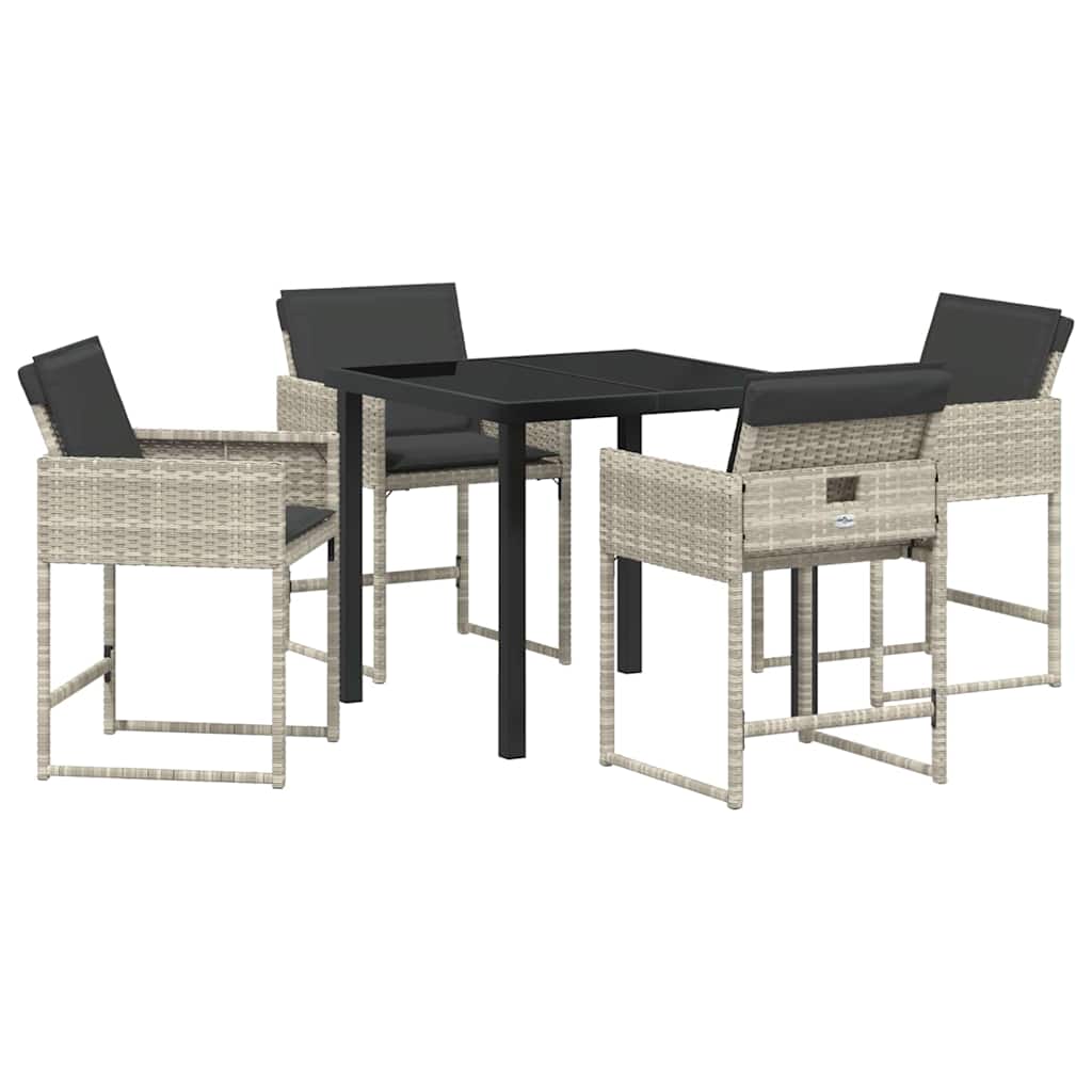 Set da Pranzo per Giardino 5 pcs Grigio chiaro Poly Rattan - homemem39