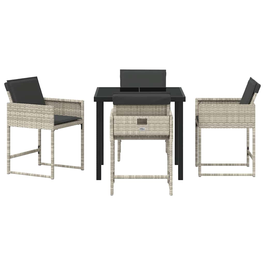 Set da Pranzo per Giardino 5 pcs Grigio chiaro Poly Rattan - homemem39